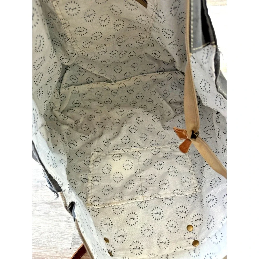 Myra Bag XL Leather Canvas Weekender Tote Travel Bag Leather Boho Western